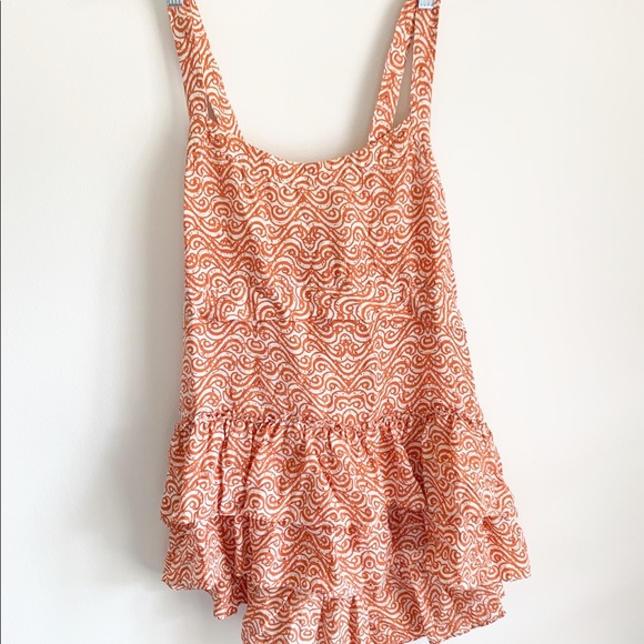 Banana Republic Tops - Banana 100% Silk Orange Ruffle Tank Large